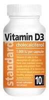 Standard Vitamins, Vitamin D3 cholecalciferol Supplement, 1000 IU per Capsule