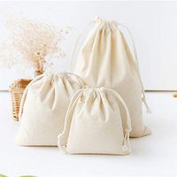 ShineBear 1Pc Cotton Linen Fabric Dust Cloth Bag Burlap Jute Bags Wedding Party Favor Pouch Drawstring Candy Gift Bags - (Gift Bag Size: 14x16cm)
