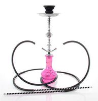 2 hose 20" Pink Hookah shisha nargila bar narguile nargile glass water Vase Sale