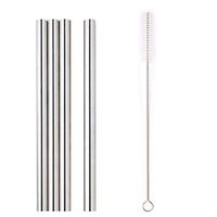 HP95 Set of 4 Stainless Steel Metal Straws & Free Brush,Long Drinking Metal Straws Reusable Straight Drinking Straws for 20 Oz/30 Oz Cups (4 Straws Wide 6mm)