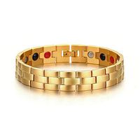 HiTreasure Men Women Titanium Steel 4 Health Elements Magnetic Therapy Bracelet for Arthritis Pain Relief(Imported,3000 Gauss Each Link)