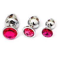 WENWING 3 Pcs Metal Crystal Round Shaped Base Amal Plug for Couples Shower Enema Six Toys