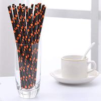 856store Halloween Supplies and Durable 25Pcs Halloween Dot Print Biodegradable Paper Straw Wedding Birthday Party Decor - 25PCS