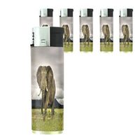 Butane Refillable Electronic Lighter Set of 5 Pieces Elephant Design-001