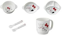 OSK Sanrio Hello Kitty Tableware 5 Item Set (Cup,Spoon&Fork,3 Type Plates)