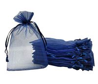 Sheer Organza Bags 60pcs Favor Gift Bag Drawstring Mesh Bags Business Packages (5x7, Navy Blue)