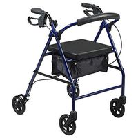 PCP Medical Rollator, Steel Frame, Fold Up, Removable Back Support, Padded Seat, 8-inch Wheels, Blue, Adult (5311-BL)