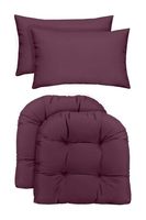RSH Décor Indoor/Outdoor - 2 U-Shape Wicker Chair Cushions & Bonus Lumbar/Throw Pillows (2 (19" x 19") Cushions & 2 (20" x 12") Pillows, Solid Lilac Purple Fabric)