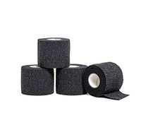 HealiT SuperusGrip™ Cohesive Bandage 2inch-Wide Self-Adhering Performance Athletic Wrap First Aid Tape, Sports Wrap Athletic Tape, Ideal for Stretch Wrist, Ankle Sprains, Swelling - Black - 4 Pack