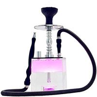 Hookah Set with LED Light 1 Hose Acrylic Hookah Combo Kit Set LED Shisha Hookah Modern Acrylic Cube Hookah with LED Light