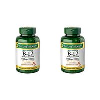 Nature's Bounty 2 Pack Quick Dissolve Fast Acting 2500 mcg Vitamin B-12 Methylcobalamin Natural Cherry Flavor (300 Tablets) (Two Bottles Each of 300 Tablets)