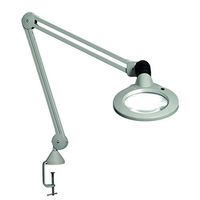 Vision-Luxo KFL026022 KFM LED Illuminated Magnifier, 45" Arm, 3 Diopter, Edge Clamp, Steel/Aluminum, Light Gray