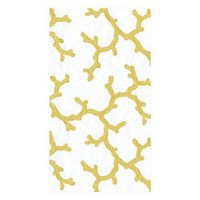 Caspari The Coral Sea Paper Guest Towel Napkins in Gold, 15 Per Package
