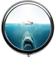 Eareeco - Deep-sea Giant Sharks Round Pill Case/Pill Box/Pill Case/Case- Three-Compartment Pill Box/Pill Case