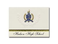 Signature Announcements Hudson High School (Hudson, OH) Graduation Announcements, Presidential style, Elite package of 25 with Gold & Blue Metallic Foil seal