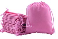Sansam 50pcs Pink Velvet Drawstrings Gift Bags Jewelry Pouches for Wedding Favors, Candy Bags, Party Favors, 4.0x4.8''