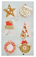 Red, White & Gold Styish Self Adhesive 3D Christmas Gift Tags with Mini Bell - Just Peel and Stick! (3 in)