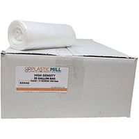 PlasticMill 35 Gallon Garbage Bags, High Density: Clear, 11 Micron, 33x40, 500 Bags.