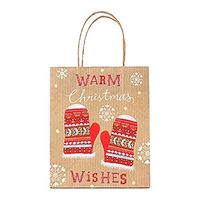 JJHAEVDY Christmas Gift Bags, Kraft Paper Bags with Handle Assorted Christmas Prints Goody Bags for Holiday Party Favors (D, M)