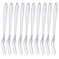 ZHU YU CHUN Stainless Steel Two Prong Fruits Forks, Dessert Forks, Cake Forks, Cocktail Tasting Forks, Dinner Forks (Pack of 20)