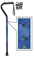Walking Cane with Gel Grip Handle Aluminum Self Adjustable with Blue Bird Design Men or Women
