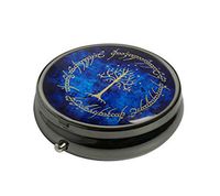 COW GO GO Custom Design Fashion Gun Silver Round Glass Pill Case Decorative Metal Pill Box (The Tree)