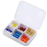 ZDQZC Pill Organizer - Portable Pill Box Small Pill Container for Purse or Pocket, Excellent Pill Storage Case (White, 6 Compartment)