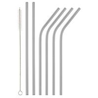 Homiu Metal Straws Forever Includes Cleaning Brush Stainless Steel Eco-Friendly Reusable BPA Free (Silver, 4 Bent + 2 Straight)