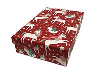 Whimsical Winter Christmas Unicorns Small Decorative Holiday Storage Gift Box (Red)