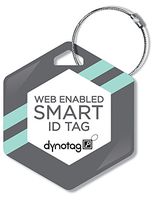 Dynotag Web Enabled Smart Deluxe Steel Property ID Tag + Steel Ring, with DynoIQ & Lifetime Recovery Service. Hexagon (Geometric Design)