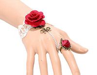 Complex Gulei Si Crystal Gemstone Bracelet Ring Jewelry, Red Rose