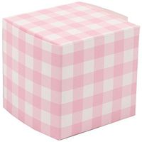 JAM PAPER Glossy Gift Boxes - 2 x 2 x 2 - Pink Gingham Glossy - 10/Pack
