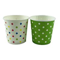 Worlds 4OZ Disposable Green and rainbow Polka Dot Paper Drinking Cups For Espresso Sampling Cups 50 Pack