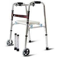 MEI Walker Elderly, Disabled, 4 Feet, Wheeled, Crutches, Disabled, Auxiliary, Leg Exercise, Walking Aid, Trolley, Walker, Portable, Collapsible
