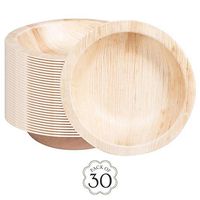 Cubicity JSC Palm Leaf Round Bowl 6 x 6 Inch 30 Pieces, Eco Friendly Biodegradable Disposable Bamboo Party Supplies Dinner Lunch Kitchen Tableware Home Food Snack Serving Plates, Natural Palm Leaf
