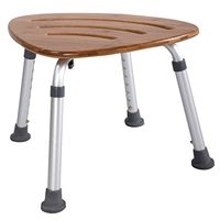 Bamboo Bath Seat, WATERJOY Shower Chair with 8 Height Adjustments, Triangular Fanshaped Bathroom Bath Seat Stool with Non-Slip Rubber, Weighting Capacity: 330 Lbs