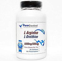 L-Arginine and L-Ornithine 1000mg/500mg // 100 Capsules // Pure // by PureControl Supplements.