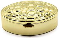 Gold Drops Oval Pocket Purse Portable Travel Pill Box & Medicine Organizer (2 Compartments)