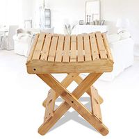 GOTOTOP Shower Bamboo Step Stool for Leg Shaving Folding Wooden Bath Chair Foot Rest,Fully Assembled Living Room Square Portable Household Stool Bench or Game Stool,11.4 x 10.9 x12.2inch
