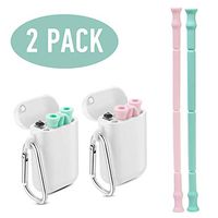 New Collapsible Reusable Straws 2 Pack, Branger Foldable Metal Drinking Straws with Case and Cleaning Brush, Portable Stainless Steel Straws for Travel, Household, Ou …