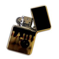 Gold Flip Top Refillable Windproof Lighter - Bowling Alley Lighter Gold