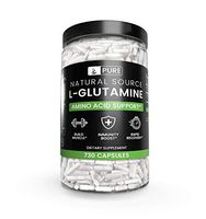 100% Pure L-Glutamine, 730 Capsules, 1-Year Supply, No Magnesium or Rice Fillers, Non-GMO, Gluten-Free, Made in USA, Naturally-Sourced and Potent L-Glutamine Amino Acid with No Additives