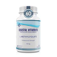 Coastal Vitamins L-Methylfolate 10 mg (10000 mcg) 60 Count Maximum Potency Active Folate, 5-MTHF, Additive/Filler Free, Gluten Free, Non-GMO, Vegetarian Capsules 60 Count