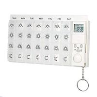 Huapa 7 Days Tablet Digital Pill Box Pill Case Organizer LED Reminder Weekly Timer Storage Pill Dispenser Alarm Clock 28 Grids(White)