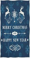 Merry Christmas Snowflake Deers Print Soft Highly Absorbent Guest Large Home Decorative Hand Towels Multipurpose for Bathroom, Hotel, Gym and Spa, 19.7x39.4 Inches Blue