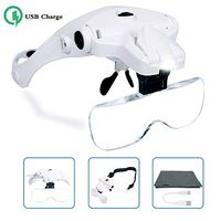 Hands Free Headband Magnifying Glass, USB Charging Head Magnifier with LED Light Jewelry Craft Watch Hobby 5 Lenses 1.0X 1.5X 2.0X 2.5X 3.5X (Upgraded Version)