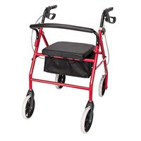 OOTORI Rollator Walker,Steel Walker with Seat,Backrest and Nylon Saddle Bag and Wheels Red
