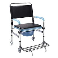 Cacoffay 4 in 1 Lightweight Height Adjustable Wheelchair - Folding Aluminum Alloy Frame Shower Chair with Anti-Fall Pedal and Bedpan, for The Elderly and Disabled