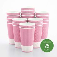 Insulated Paper Coffee Cups - Ripple Wall - Light Pink - 16 oz - 25ct Box - MATCHING LIDS SOLD SEPARATELY: RWA0360B, RWA0360W, RWA0328LG, RWA0328GR, RWA0328HP, RWA0283W, RWA0283B