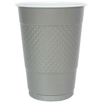 Hanna K. Signature Collection 50 Count Plastic Cup, 18-Ounce, Silver